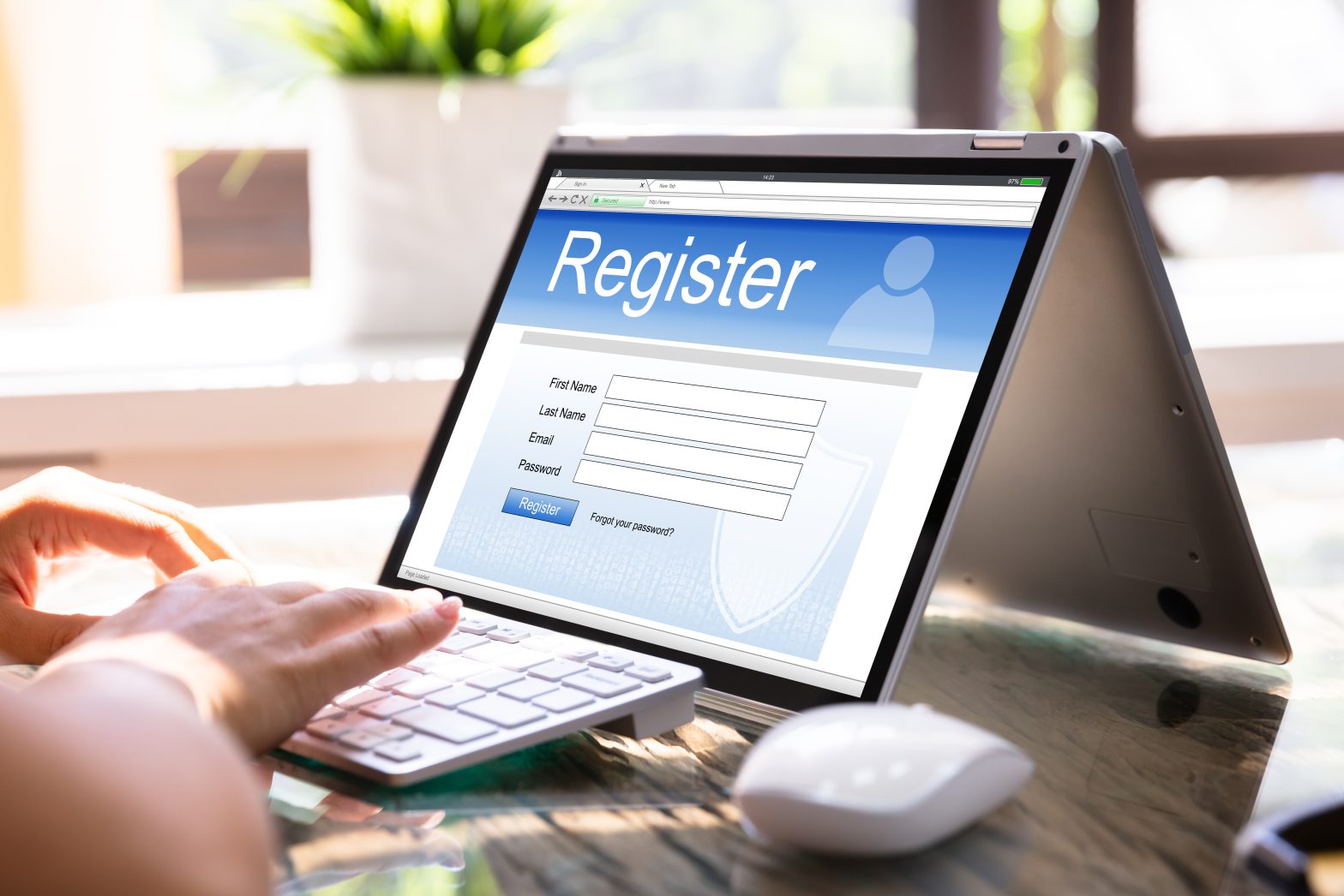 Online Registration Form on Laptop