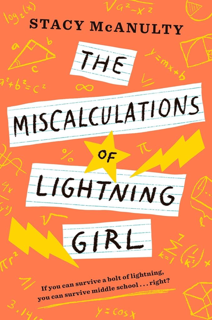 book cover for title, The Miscalculations of Lightning Girl
