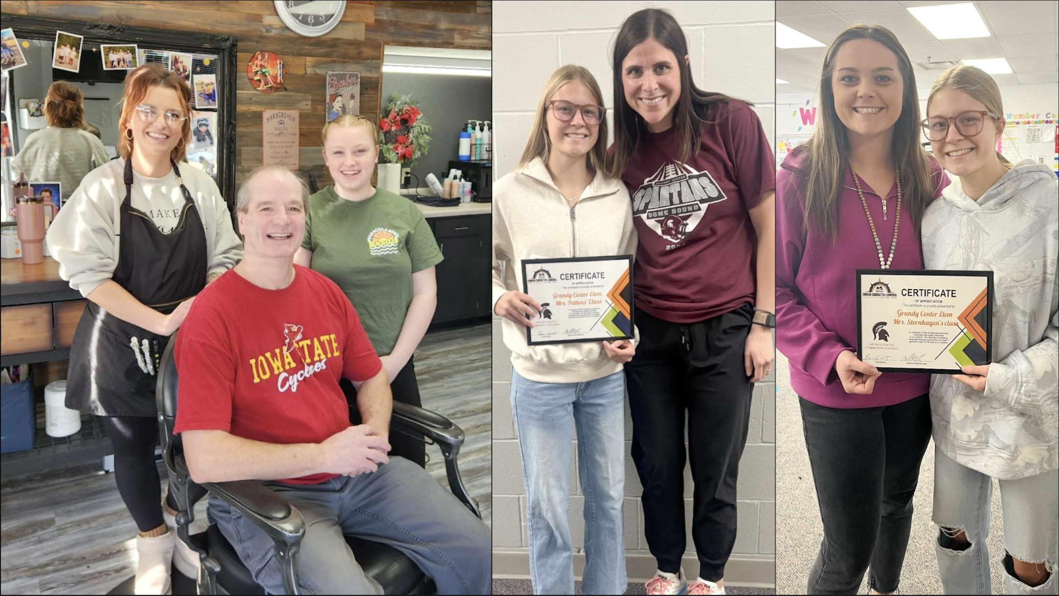 Grundy Center CSD students at their work-based learning internships.