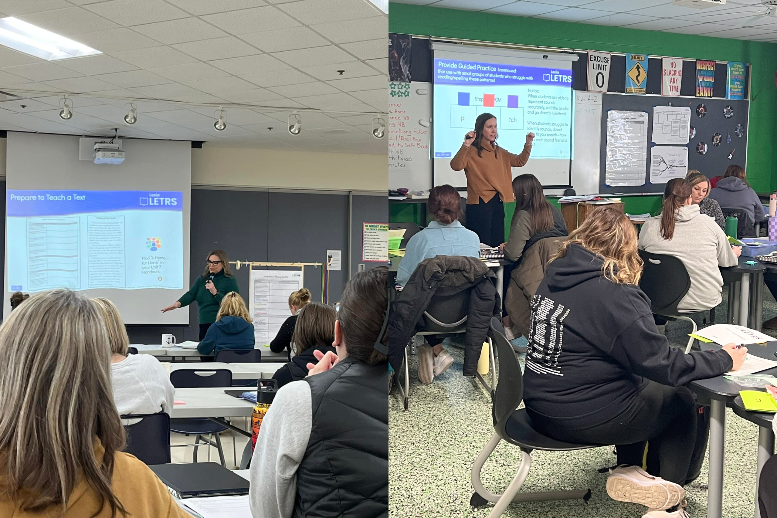 CRAEA staff leading LETRS training in schools.